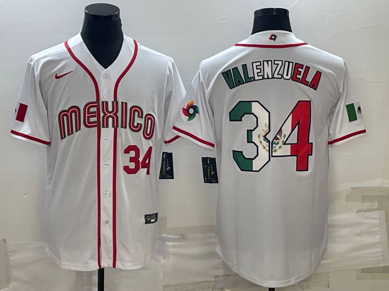 Men 2023 World Cub Mexico #34 Valenzuela White Nike MLB Jersey8->more jerseys->MLB Jersey